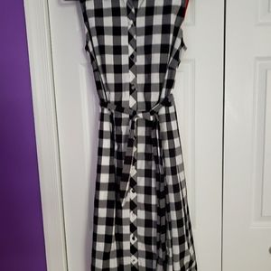 Talbots Black and white gingham check shirtwaist dress 8R